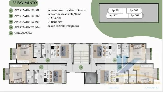 Imagem Apartamento para Venda em Curitiba, Uberaba, 1 dormitório, 1 banheiro