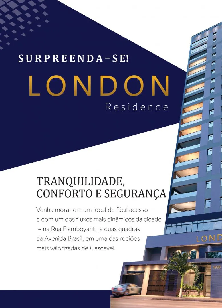 Imagem Lançamento: Apartamento no EDIFÍCIO LONDON RESIDENCE no Bairro Coqueiral em Cascavel - 178.63m² com portaria 24h