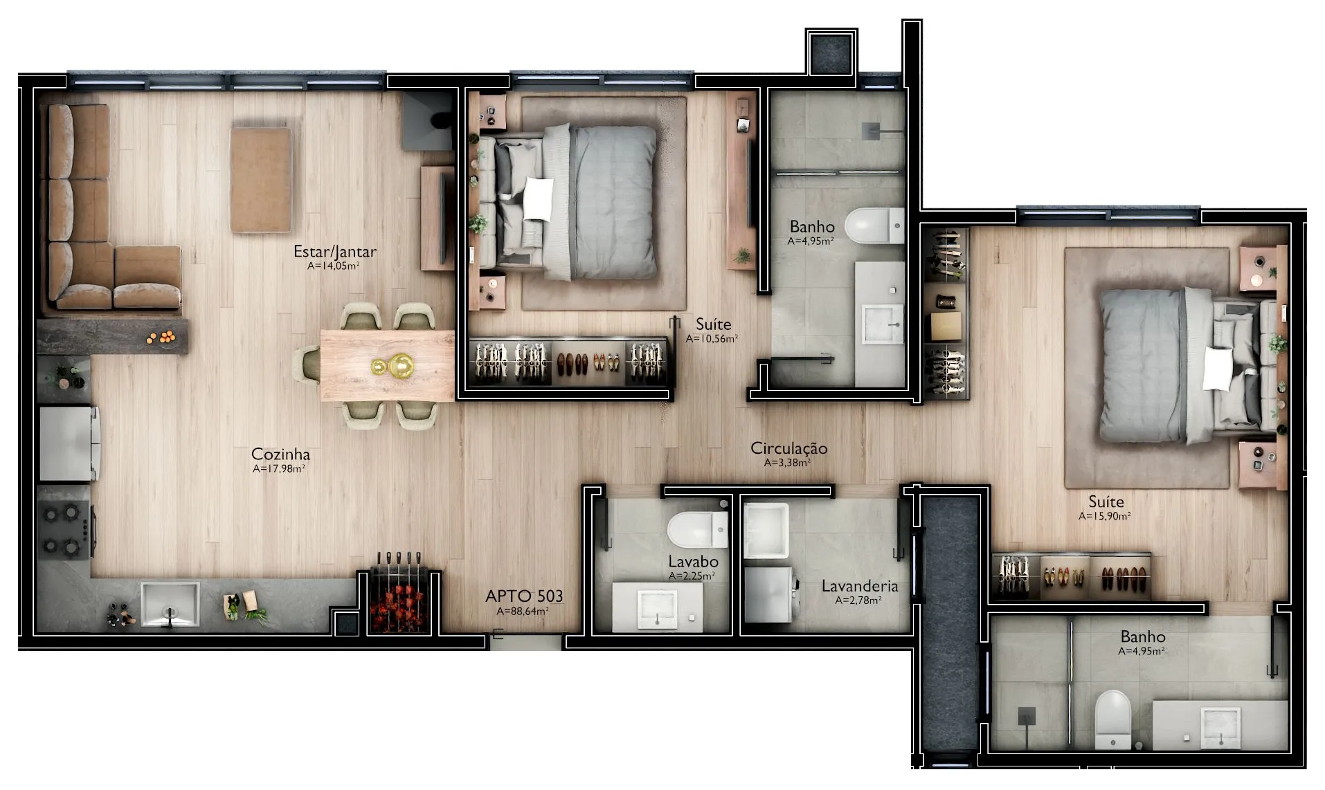 Imagem Apartamento à venda em Gramado, Mato Queimado, com 2 quartos, 81.8m2