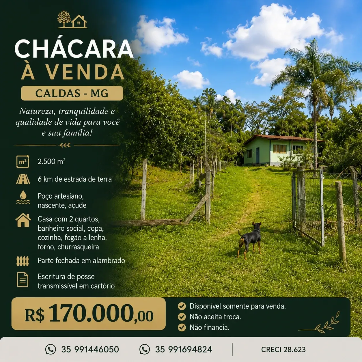 Foto do imóvel Chácara com 2 Quartos à Venda, 80 m² em Caldas - Caldas