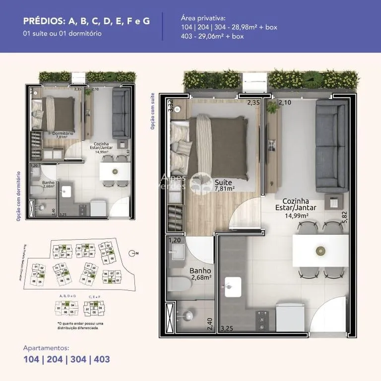 Imagem VENDE-SE APARTAMENTO Á 5 MINUTOS DA RUA COBERTA DE GRAMADO
