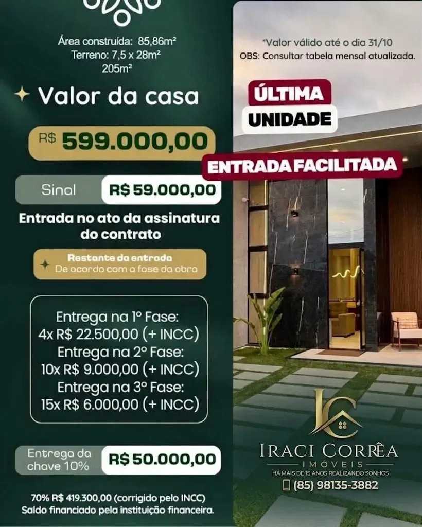 Imagem Casa de Condomínio com 3 Quartos à Venda, 86 m² em Aquiraz - Aquiraz