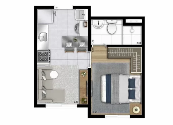 Imagem APARTAMENTO DE 32M², 2 DORMITÓRIOS SEM VAGA A VENDA - VILA EMA - ZONA LESTE - SÃO PAULO/SP