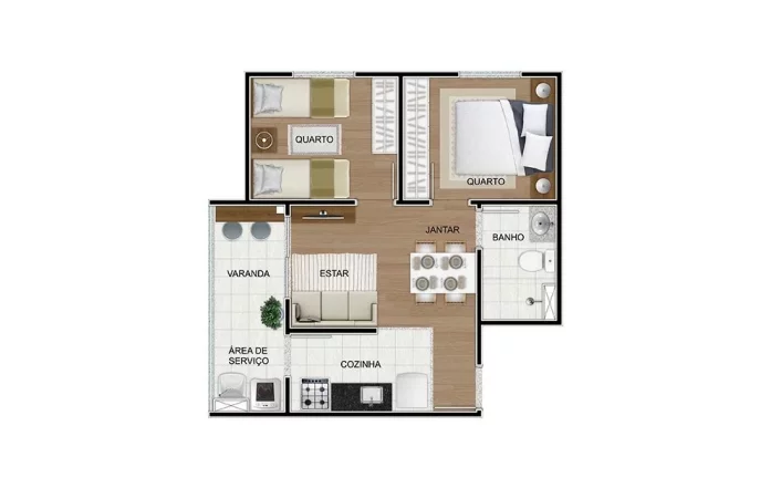 Imagem APARTAMENTO 42,64M², 2 DORMITÓRIOS, VARANDA COM 1 VAGA CARRO A VENDA - BUTANTÃ - ZONA OESTE - SÃO PAULO / SP