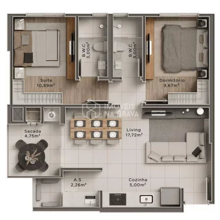 Imagem APARTAMENTO A VENDA 2 QUARTOS - CENTRO - ITAJAI/SC