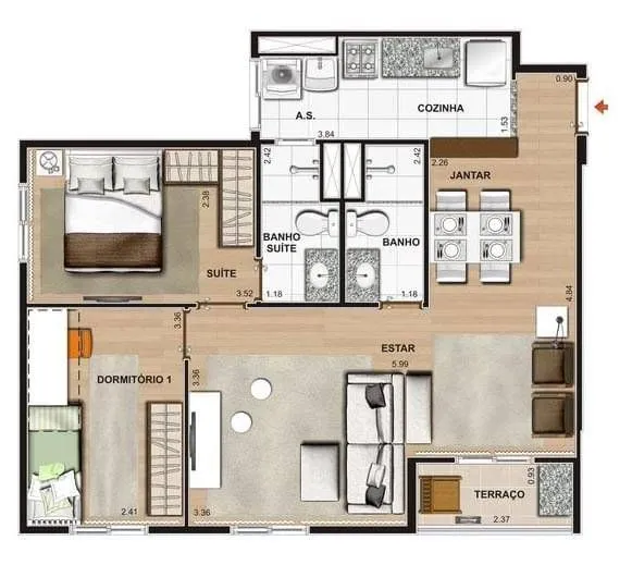 Imagem Apartamento Reformado à Venda no Condomínio Maraville - Jundiaí/SP