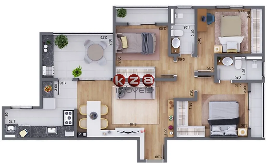 Imagem Apartamento a venda com 3 dormitórios sendo 1 suite, 84 metros no Condomínio Poeme Residence em Valinhos-SP!
