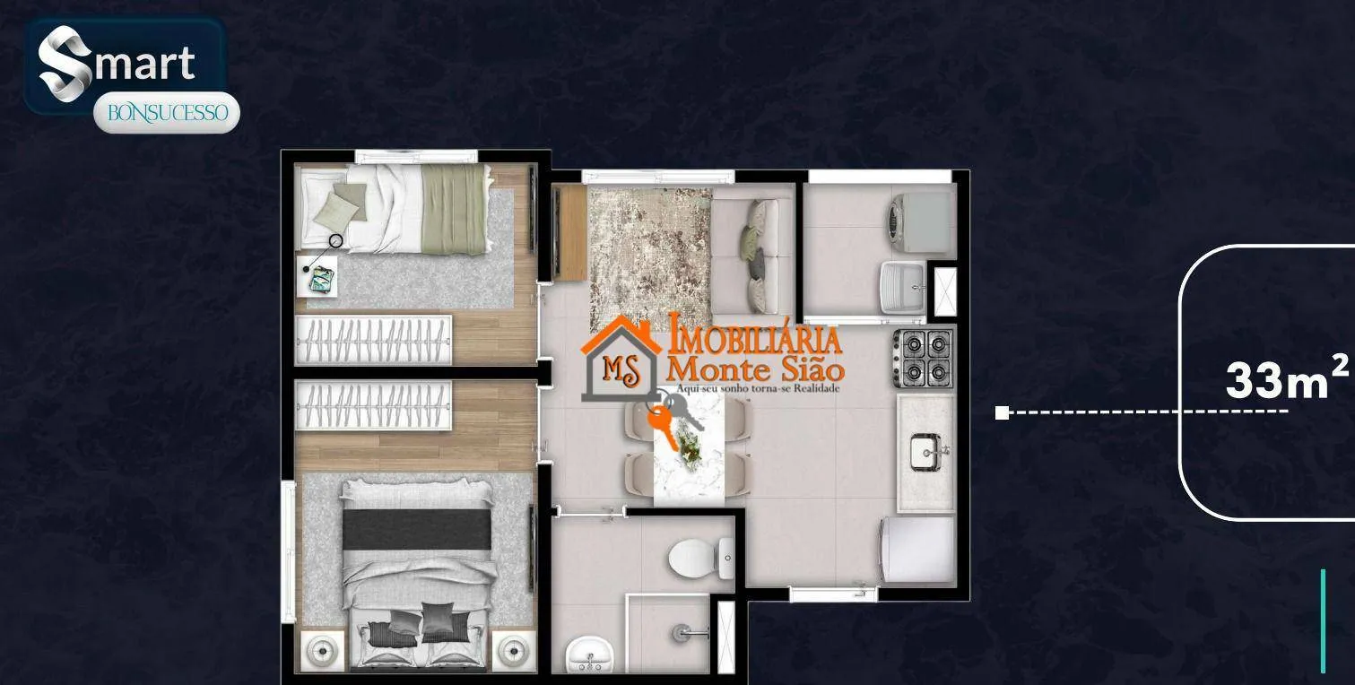 Imagem Apartamento com 2 dormitórios à venda, 33 m² por R$ 314.900,00 - Vila Nova Bonsucesso - Guarulhos/SP