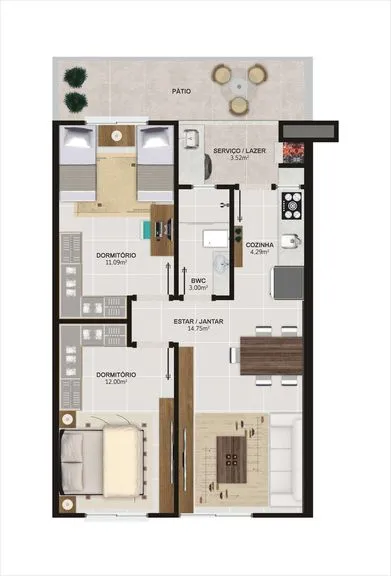 Apartamento com 2 Quartos à Venda, 65 m² em Lídia Duarte - Camboriú