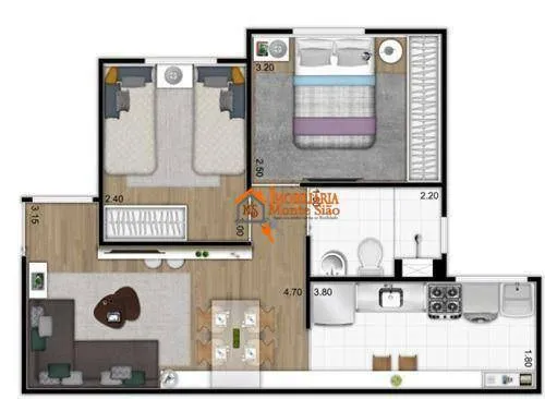 Imagem Apartamento com 2 dormitórios à venda, 44 m² por R$ 245.000,00 - Jardim Angélica - Guarulhos/SP