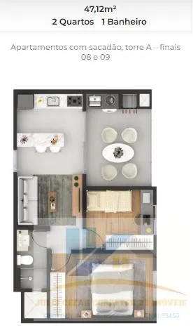 Imagem Apartamento para Venda em Pinhais, Centro, 2 dormitórios, 1 banheiro, 1 vaga