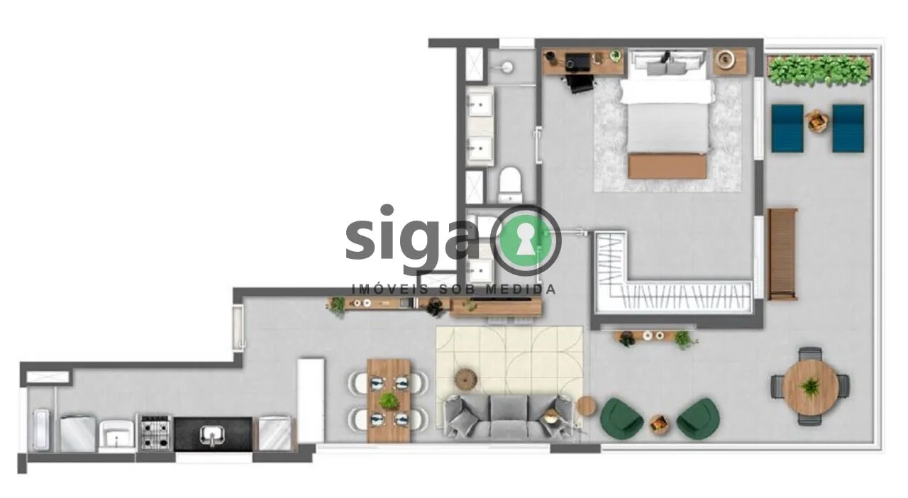 Imagem Apto tipo garden para locação em Pinheiros com 1 suite Mobiliado