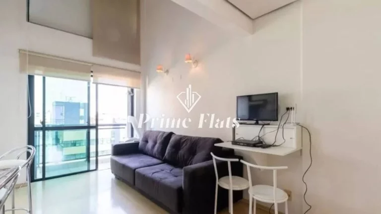 Foto do imóvel Flat disponível para venda no International Duplex Residence em Moema, com 42m², 1 dormitório e 1 vaga de garagem em Avenida Ibijaú