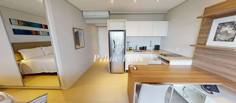 Imagem Flat disponível para locação no VHouse por JFL Living, com 44m², 1 dormitório, e 1 vaga de garagem