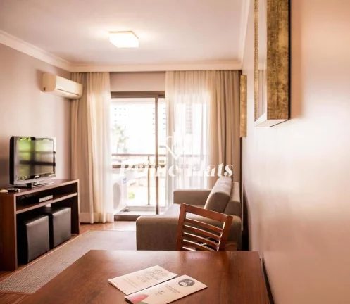 Imagem Flat disponível para venda no Matiz Manhattan Hotel no Jardins, com 43m², 1 dormitório e 1 vaga