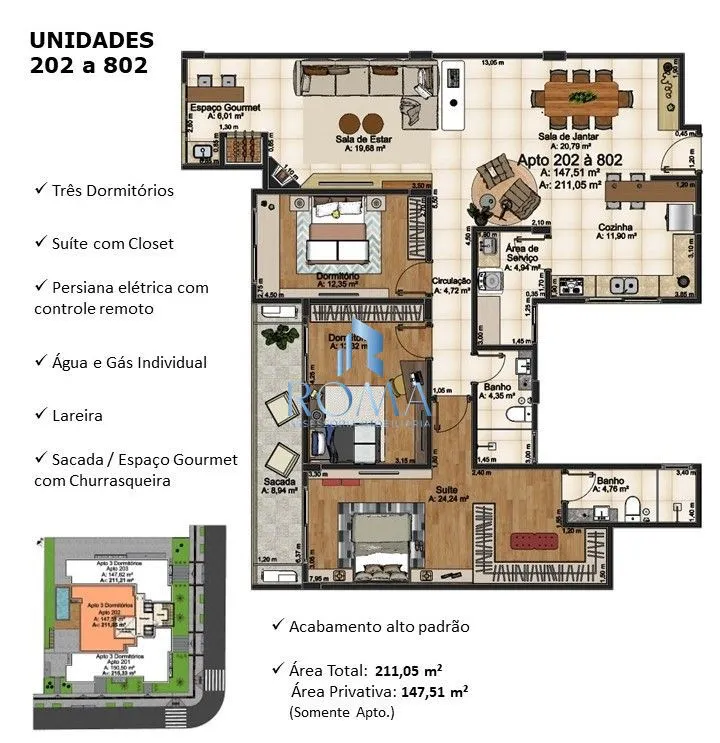 Imagem Apartamento 3 Suítes à Venda em Nossa Senhora de Lourdes | Residencial Titânio