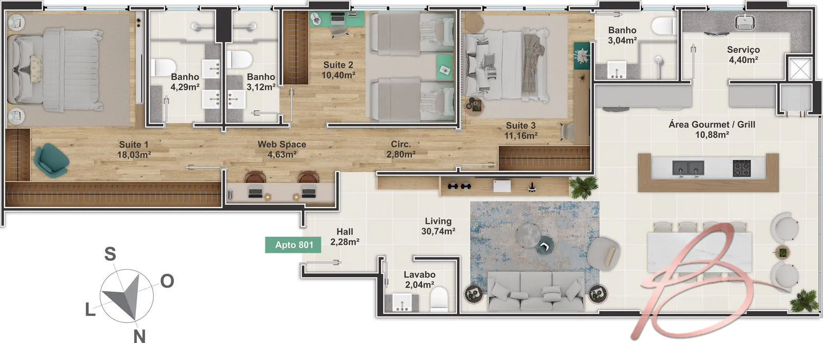 Imagem Apartamento Alto Padrão 3 suítes em Balneário