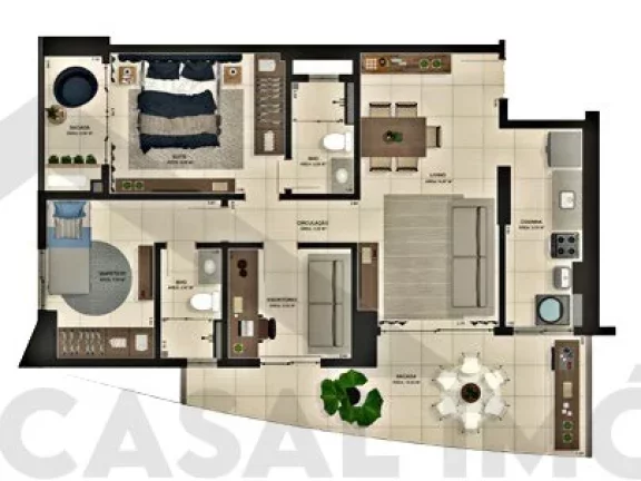 Imagem CASAL IMÓVEIS VENDE WAY BATISTA CAMPOS APARTAMENTOS 2 OU 3 QUARTOS COM SUÍTE + VARANDA GOURMET 1 OU 2 VGS 84,85 M2