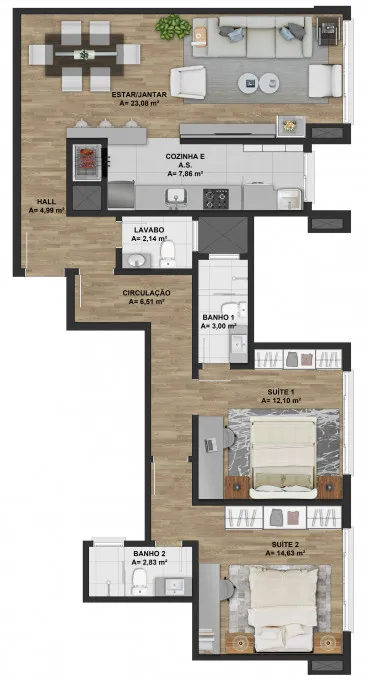 Imagem Apartamento à venda em Gramado, Floresta, com 2 quartos, 76.87m2