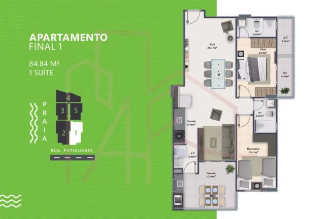 Imagem Apartamento na Planta para Venda em Praia Grande, Vila Tupi, 2 dormitórios, 1 suíte, 1 banheiro, 1 vaga
