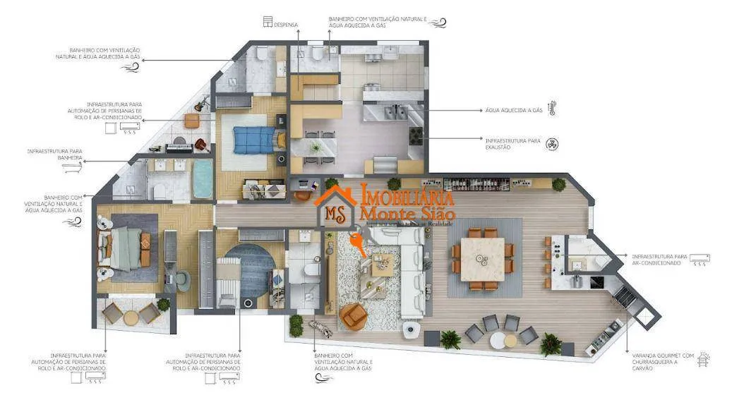 Imagem Apartamento Duplex com 4 dormitórios à venda, 303 m² por R$ 3.834.954,91 - Vila Augusta - Guarulhos/SP
