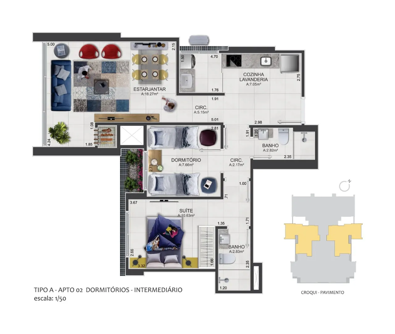 Imagem Apartamento à venda, com 1 quarto, 49,01m2