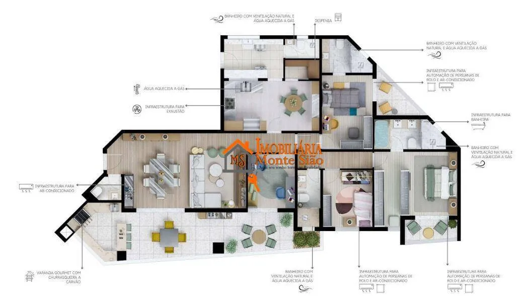 Imagem Apartamento Duplex com 4 dormitórios à venda, 303 m² por R$ 3.834.954,91 - Vila Augusta - Guarulhos/SP