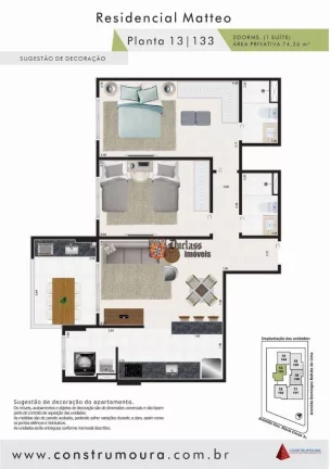 Imagem Apartamento com 2 dormitórios à venda, 74,26 m² a partir de R$ 441.334 - Vila Atlântica - Mongaguá/SP