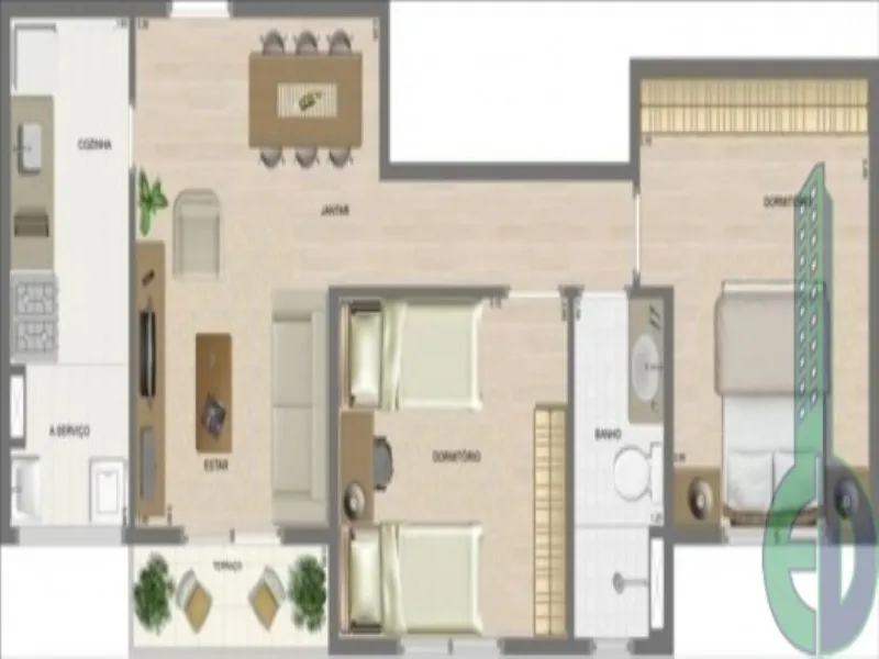 Imagem Apartamento à venda em Santo André - Vila Homero Thon 2 quartos, 1 banheiro, 1 vaga 52 m² Edifício Mérito