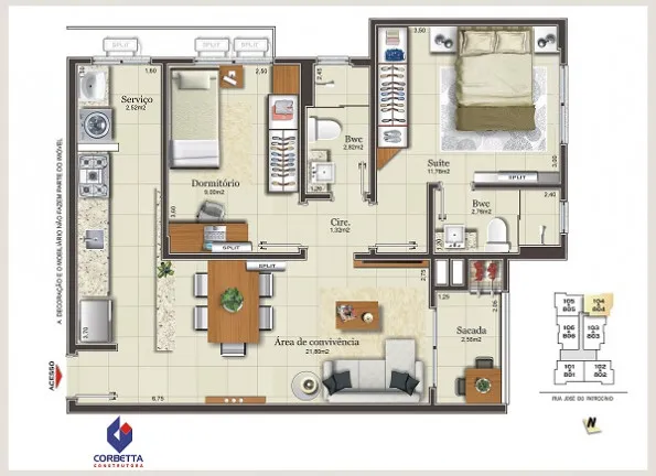 Imagem Apartamento com 2 Quartos à Venda, 69 m² em Centro - Criciúma