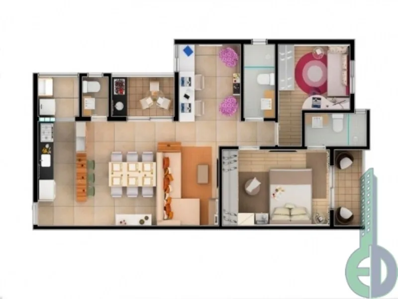 Imagem Apartamento à venda em Santo André-SP, Vila Floresta - 3 quartos, 1 suíte, 2 banheiros, 2 vagas de garagem, 82m² - Condomínio Ilha de Rodes.
