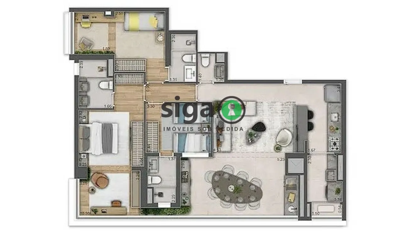 Imagem Apartamento para venda no Brooklin com 3 quartos