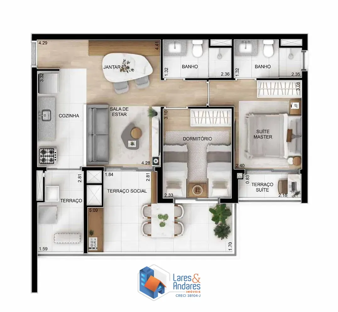 Imagem Apartamento para venda em Vila Dom Pedro I com 2 quartos, sendo 1 suíte, 68m²