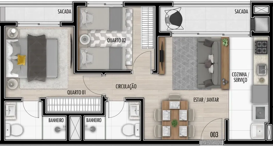 Imagem Apartamento à venda em Curitiba, Santa Cândida, com 3 quartos, 57,94m²