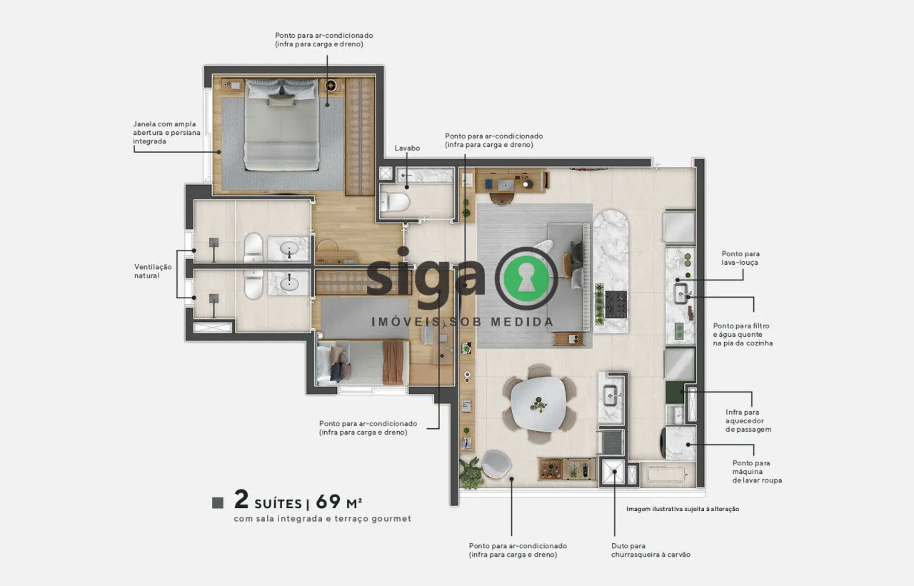 Imagem Apartamento à Venda no Campo Belo ? 69m², 2 Suítes, 1 Vaga, Rua Barão do Triunfo