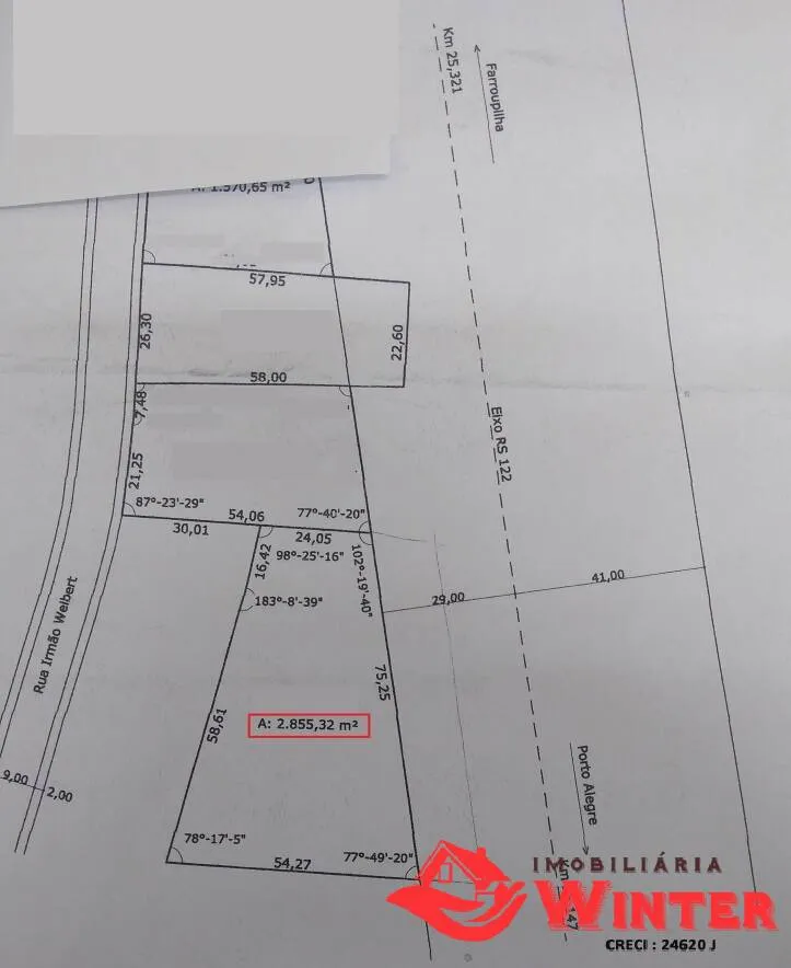 Imagem Área de terras de frente para RS 122