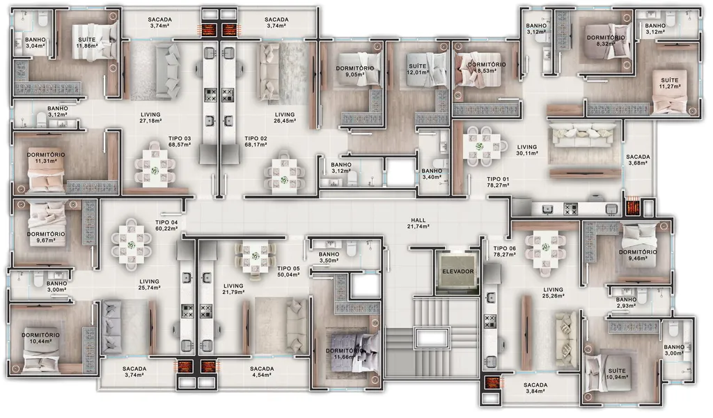 Imagem Apartamento à venda em Balneário Camboriú-SC, Municípios: 2 quartos, 1 suíte, 2 banheiros, 1 vaga, 63,57m²!