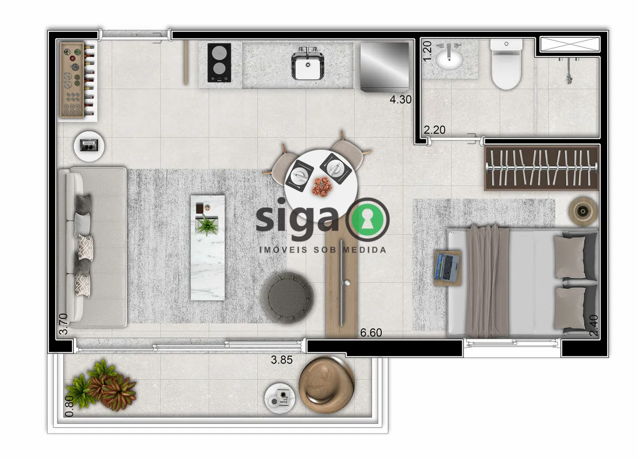 Imagem Apartamento para venda no Jardins 01 dormitório, São Paulo - SP