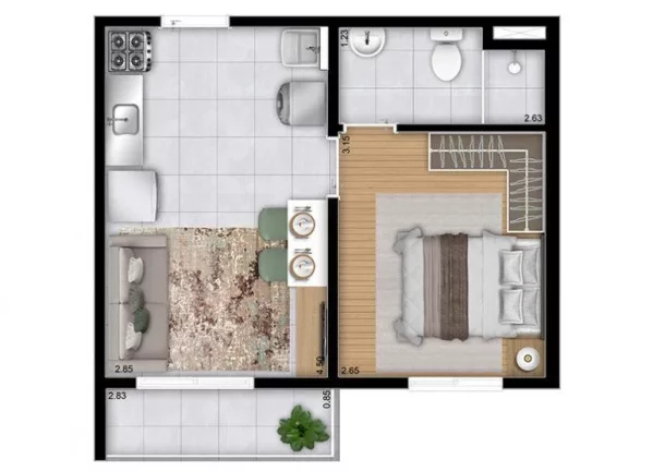 Imagem PLANO PARQUE NABUCO SABIÁ - Studio de 27m² NR, com localização privilegiada no bairro Cupecê!