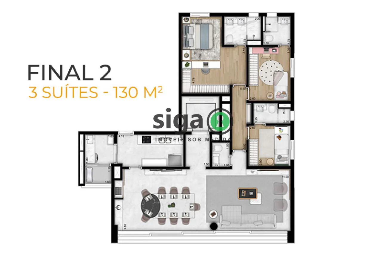 Imagem Apartamento de 130m² com 2 Vagas e Elevador Privativo no Brooklin