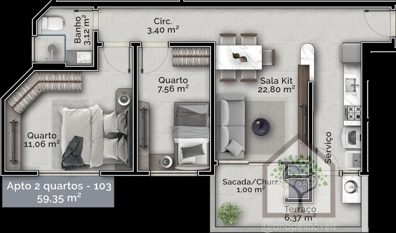 Imagem Apartamento 2 dormitórios à venda próximo à UFSC