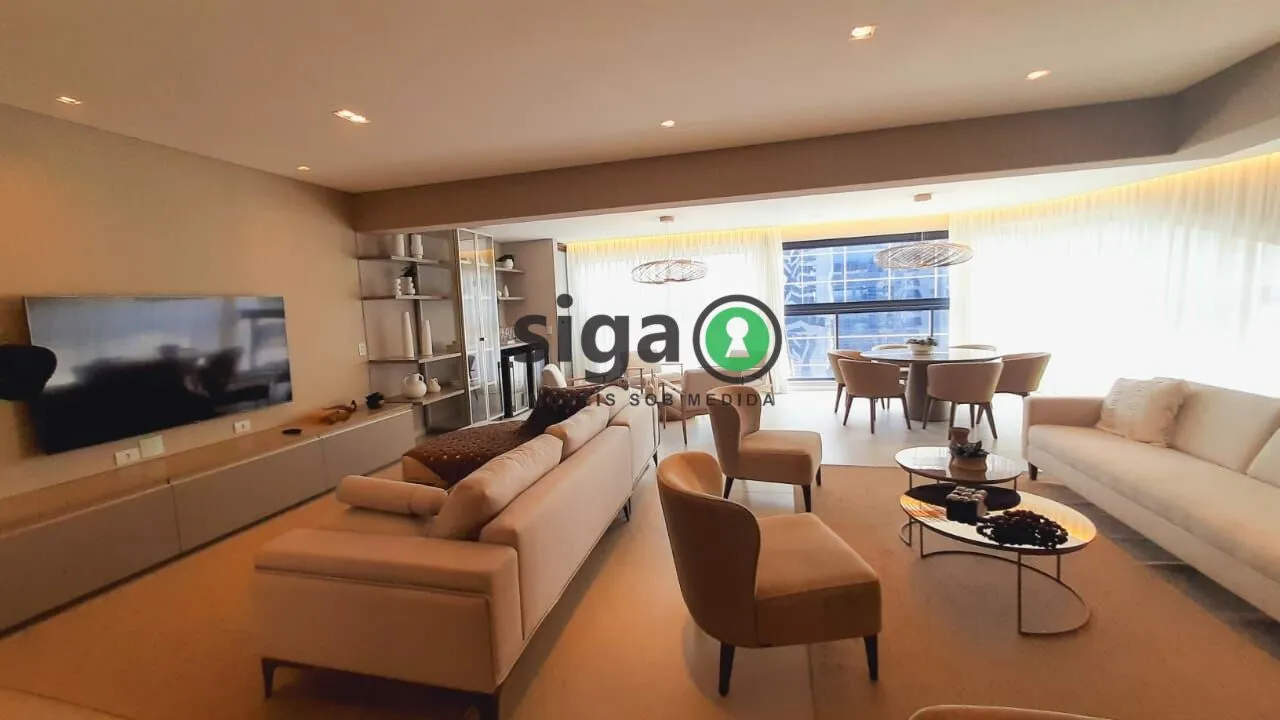 Imagem Apartamento mobiliado 196m² no EZ Parque da Cidade - 3 Suítes, 4 Vagas e Porteira Fechada