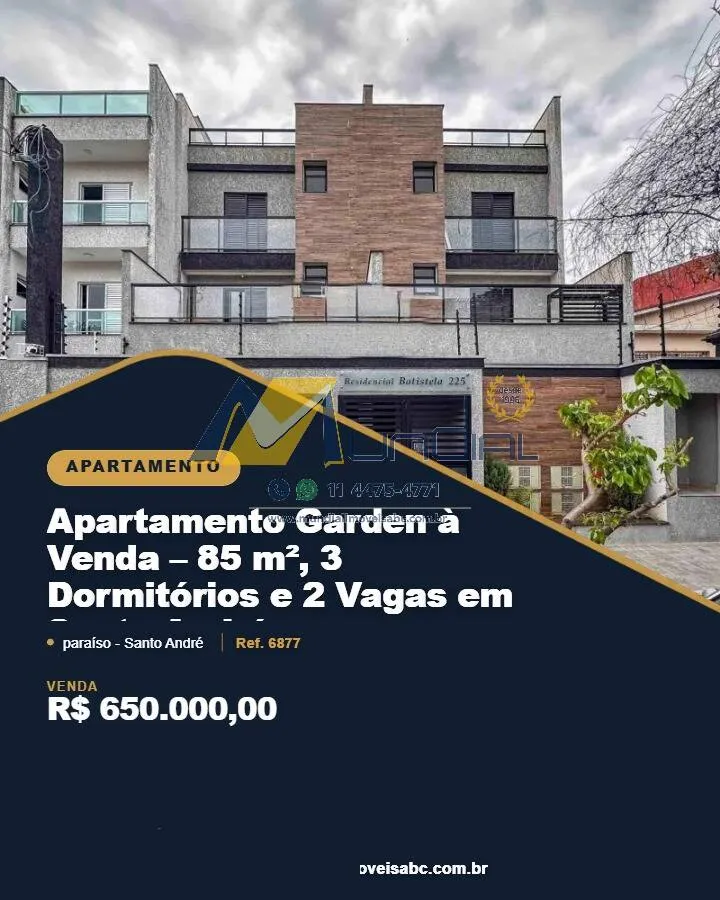 Foto do imóvel Apartamento Garden à Venda - 85 m², 3 Dormitórios e 2 Vagas em Santo André