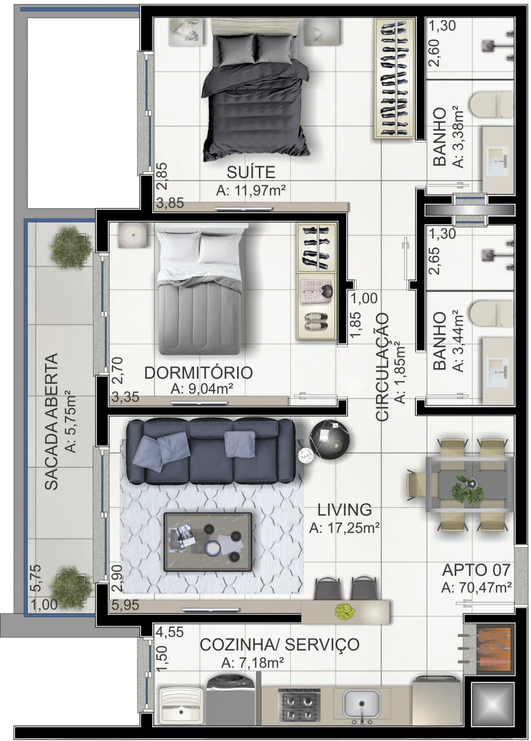 Imagem Apartamento à venda em Torres, Praia da Cal, com 2 quartos, 160.86m2