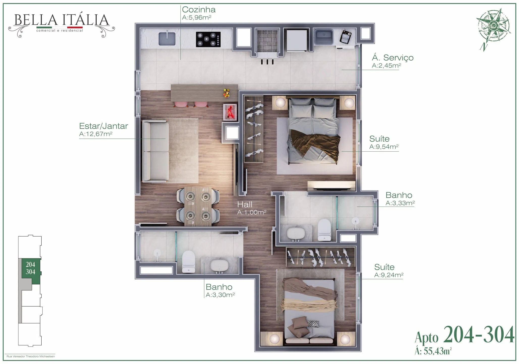 Imagem Apartamento à venda em Gramado, Moura, com 2 quartos, 55.05m2