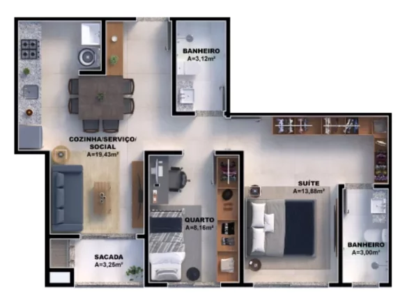 Imagem Solare Residence - Apartamento à venda no bairro Nova Palhoça - Palhoça/SC