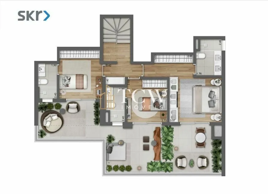 Imagem Apartamento Cobertura Duplex 252,53m2 - 3 suítes