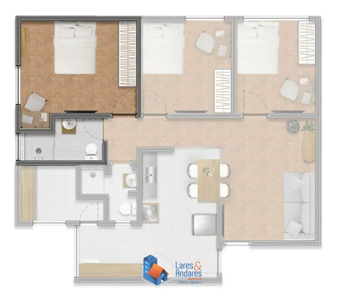 Imagem Apartamento para venda em Brooklin com 3 quartos, 88m²