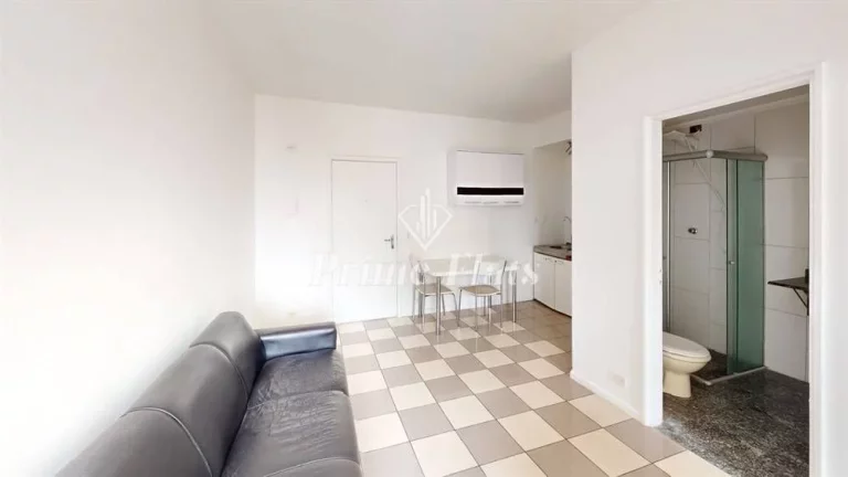 Foto do imóvel Flat disponível para locação no Moema Studium, com 35m², 1 dormitório e 1 vaga de garagem em Avenida Miruna