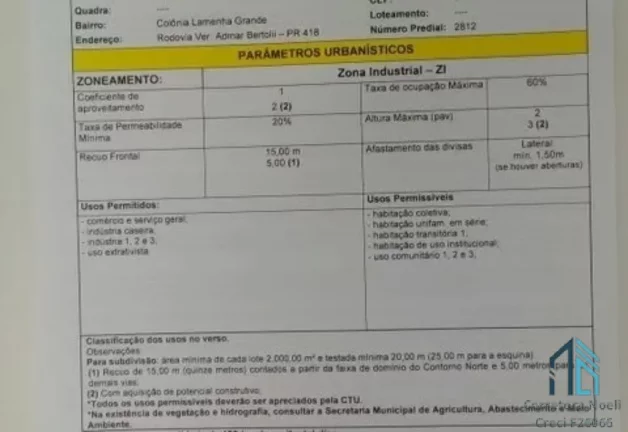 Imagem Terreno/área, Super Oportunidade Possível Posto de Combustível e Minha Casa Minha Vida Área Indus ZR-I Almirante Tamandaré PR